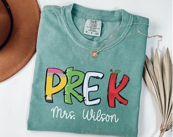 Comfort Colors Custom Name Teacher Shirt, Personalized Grade Tshirt, Team Teacher Tee, Pre Kindergarten T Shirt, Back to School Gift