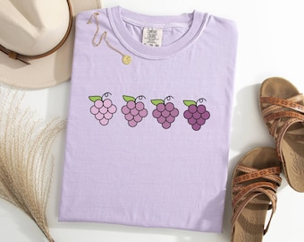 Comfort Colors Fruit Shirt, Women’s Aesthetic Graphic Tee, Wine Lover Gift, Botanical Gardener Tshirt, Vineyard T-shirt, Farmhouse Clothes