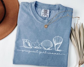 Comfort Colors Pregnant Girl Summer Shirt, New Mom To Be Gift, Pregnancy Announcement Shirt, Baby Reveal Tshirt, Summer Mom Tshirt, Momlife