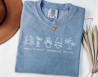 Custom Beach Bachelorette Shirt, Comfort Colors Bach Club Tee, Coastal Bride Trip Shirt, Bridesmaid Party Gift for Her