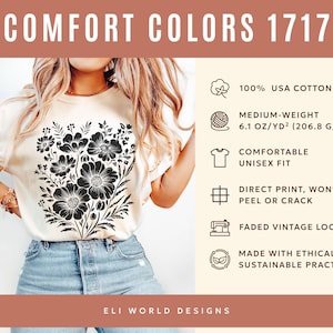 Comfort Colors Vintage Pressed Flowers Shirt, Botanical Floral Tshirt, Wildflowers T Shirt, Boho Cottagecore Tee, Gift for Gardener Ivory