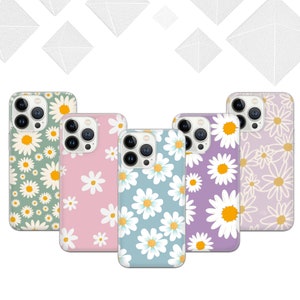 Custodia per telefono con fiore di margherita Custodia per telefono Cover per iPhone 16 Pro, 15, 14, 13, 12, 11, Google Pixel 9 Pro, 8, 7A, Samsung S25, S24 FE, A26, A36