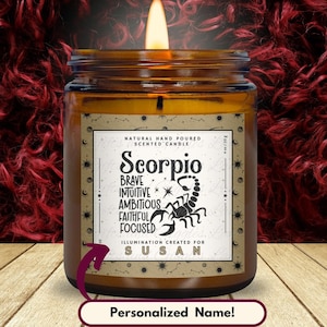 Scorpio Zodiac Birthday Gift Candle – Personalized October November Birthday Candle, Custom Zodiac Gift
