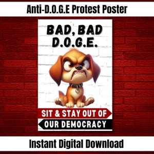 Anti-D.O.G.E-protestposter, afdrukbaar politiek bord, politieke merchandise van Not My President, instant digitale download kunst aan de muur