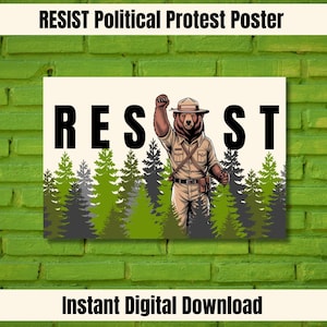 RESIST-protestposter, handen af van banen bosbouwarbeiders, afdrukbaar protestbord, Not My President politieke merch, instant digitale download