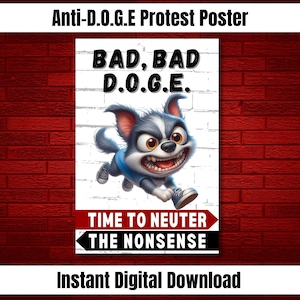 Anti-D.O.G.E-protestposter, afdrukbaar politiek bord, politieke merchandise van Not My President, instant digitale download kunst aan de muur