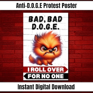 Anti-D.O.G.E-protestposter, afdrukbaar politiek bord, politieke merchandise van Not My President, instant digitale download kunst aan de muur