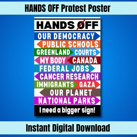 Hands Off Protest Signs: Printable Anti-Trump Poster