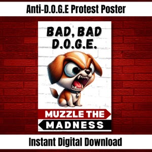 Anti-D.O.G.E-protestposter, afdrukbaar politiek bord, politieke merchandise van Not My President, instant digitale download kunst aan de muur