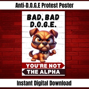 Anti-D.O.G.E-protestposter, afdrukbaar politiek bord, politieke merchandise van Not My President, instant digitale download kunst aan de muur