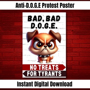Anti-D.O.G.E-protestposter, afdrukbaar politiek bord, politieke merchandise van Not My President, instant digitale download