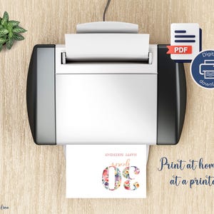 Birthday card, 30 years watercolor flowers, in English and French, digital download to print PDF image 3