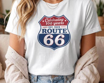 Route 66 sweater 100 Year Celebration, volledig Amerikaans 100% katoen, relaxte, comfortabele pasvorm