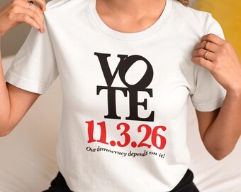 Vote 11.3.26 T-shirt, 100% ringgesponnen katoen, behaaglijke, zachte pasvorm