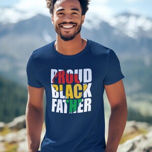 Proud Black Father Unisex Tee, 100% Soft Spun Cotton, Soft Relaxed Cozy Fit Blue