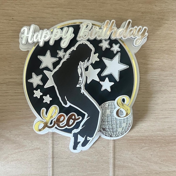 Décoration de gâteau de fête d'anniversaire, Michael Jackson Party, décoration de gâteau personnalisée, décorations de Cupcake personnalisées, King of Pop
