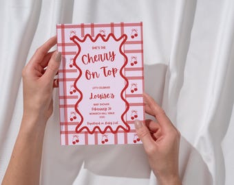 Cherry Baby Shower Invitation | Editable Canva Template (Instant Download )