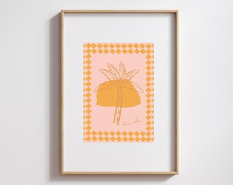 Live Slow Palm Tree | Warm Retro Line Art Digital Wall Art | Printable Tropical Decor