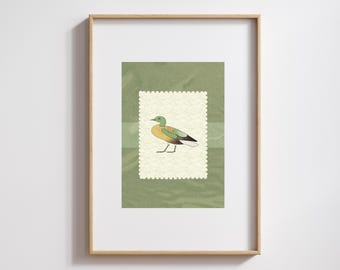 Green Duck Art Print | Vintage Inspired Nature Print | Farmhouse Lakehouse Cottage Home Decor