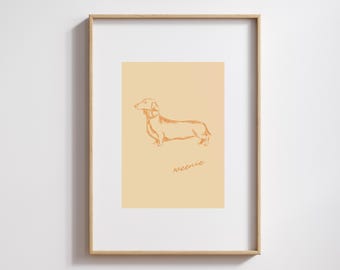 Weenie Dog Art Print – Dachshund Illustration | Digital Download Wall Art