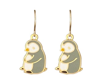 Boucles d’oreilles King Fisher Penguin - Fils d’oreille remplis d’or 14k