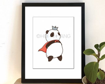 Hero Panda Wall Art, 8x10 Artist Print, WFH Art, House Warming, Baby Gift Art, Panda Lover Gift, Teacher Gift, Graduation Gift, Inspiration