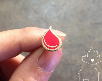 Blood Drop or Tear Drop Lapel Pin - 14k Gold Plated Hard Enamel Cloisonné Pin Badge, Nurse or Doctor Stocking Stuffer, Frontline Worker Gift