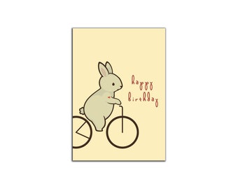 Bike Bunny Birthday Card, Made In Toronto, City Cyclist, Bike Life, Bunny Lover, Girlfriend Gift, BFF B-Day Card, Bicycle Enthusiast Card