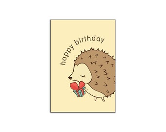 Hedgehog Birthday Card, Hedgehog Pet Owner Greeting Card, Cute Animal Lover Gift, Biologist Card, Hedgie Holding Gift Card