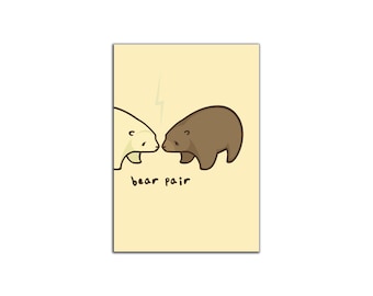 Par de osos hechos a mano en tarjeta de felicitación de Toronto, tarjeta de boda, tarjeta de aniversario, biólogo, ecologista, oso pardo, oso polar, amante del oso espiritual