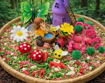 Kit sensorial de hadas, juego de jardín para verter y explorar