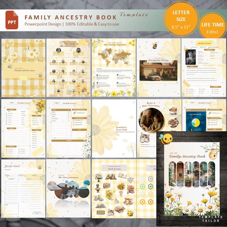 Editable Family History Book Template, Genealogy Journal, Ancestry ...