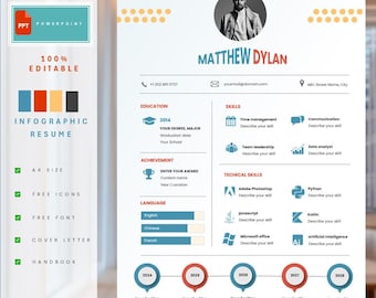 Infographic Resume Template 23 | Creative & Visual CV Design | Instant Download