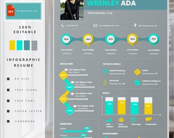 Currículum vitae editable con infografía 26 / Diseño exclusivo para solicitantes de empleo / Descarga instantánea