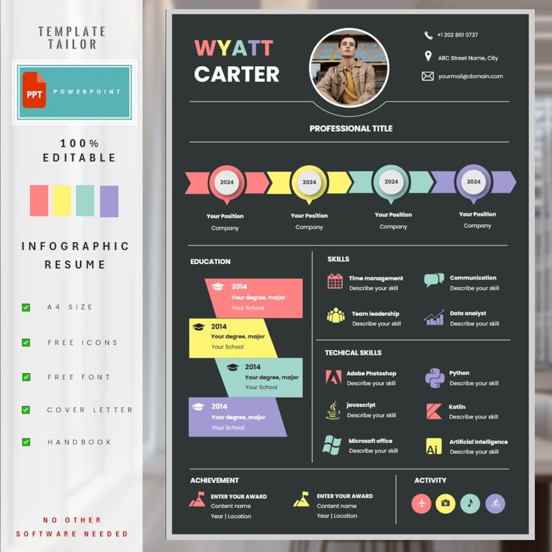 Dynamic Infographic Resume 25 | Eye-catching Design | Easy to Edit - Etsy