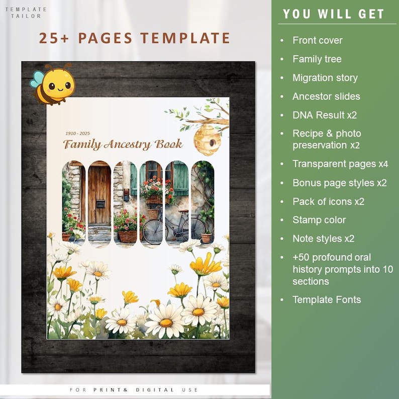 Editable Family History Book Template, Genealogy Journal, Ancestry ...
