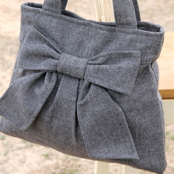 RESERVED for Wilbird---Diaper Bag / Book Bag / Purse- Medium Gray  w/ Double Handles and exterior pocket