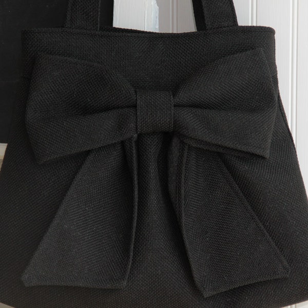 Black Bow Bag / Purse w/  Double handles