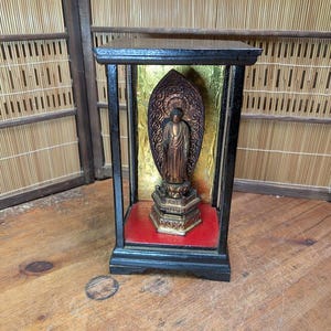 Extrem seltene Buddha-Statue aus der Meiji-Ära um 1900 Originalschaukasten Authentisches Antike Gov Auktion Japan C227