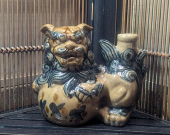 Shi-Shi (シーサー) 獅子徳利 沖縄陶器徳利 フードッグ置物置物 #JI4