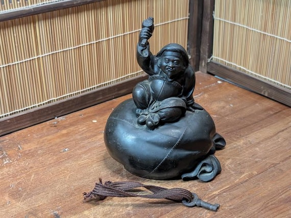 希少な1920年代の日本製大黒天貯金箱｜ライトブロンズ｜富の神