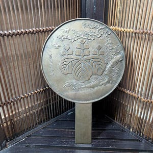 Authentic Japanese Antique Bronze Mirror 1800s • Hand Engraved Sakura Tree • Edo Era Decorative Plate • Wabi Sabi Display • Rare Art I3
