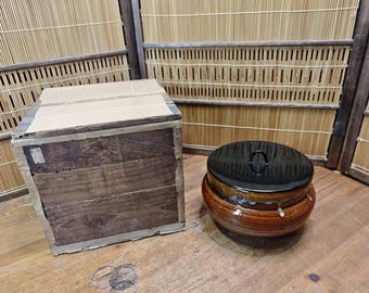 水差し 蓋付き　ビンテージ　茶道具　水指　壺　容器 水指 - 銘入り蓋付き黄瀬戸壺（ヴィンテージ） - Etsy 日本