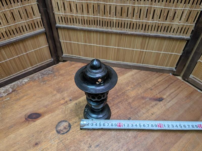 Vintage 1950s Japanese Bronze Toro Lantern Candlestick Temple