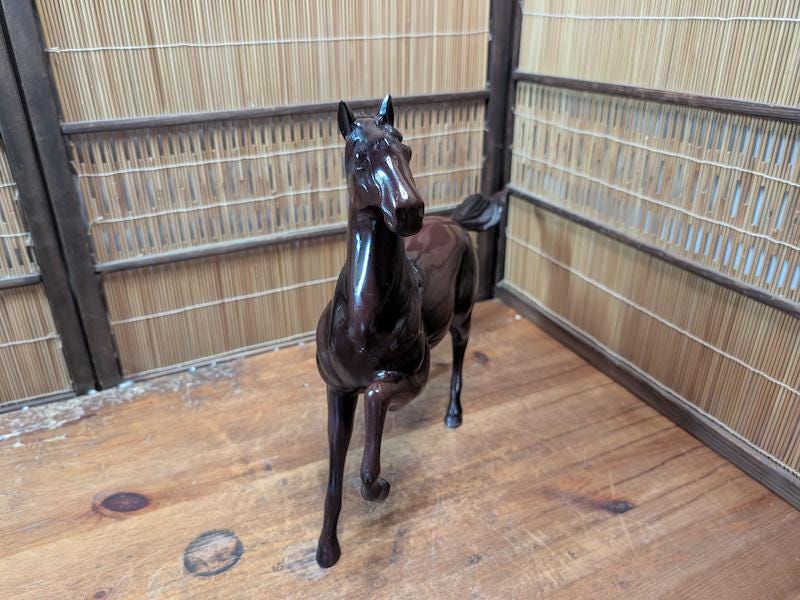 1960年代の日本製鉄製馬の置物 ヴィンテージ ギャロッピングレース像