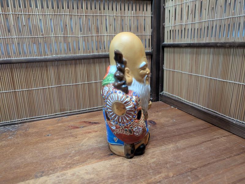 Vintage 1970s Japanese Fukurokuju Statue Kutani Porcelain God of