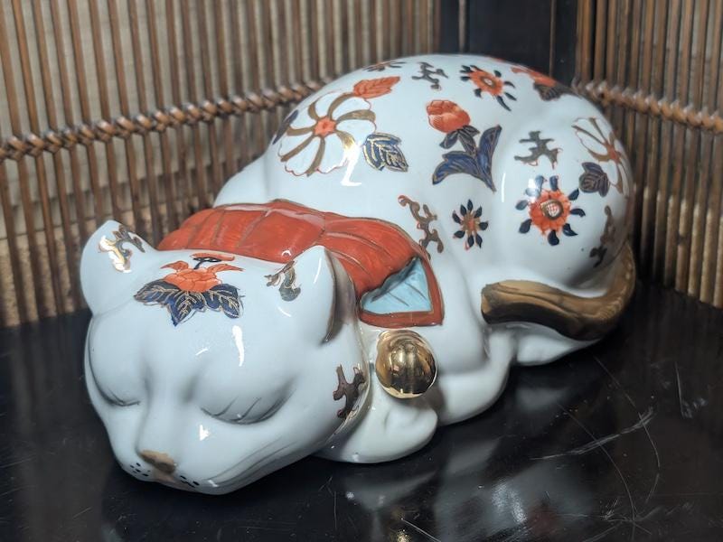 Vintage Porcelain Sleeping Cat - Etsy