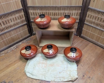 Set di ciotole di riso laccate vintage giapponesi Owan Bowls, scatola tradizionale, copertina firmata i17