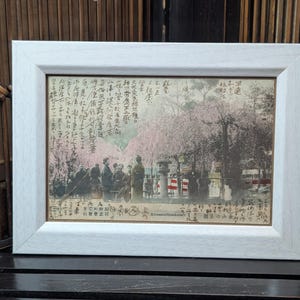 Cartão postal japonês assinado extremamente raro – Meiji 32 (1899) – Cena de gueixa e samurai – Antiguidade autêntica do Japão (F23)