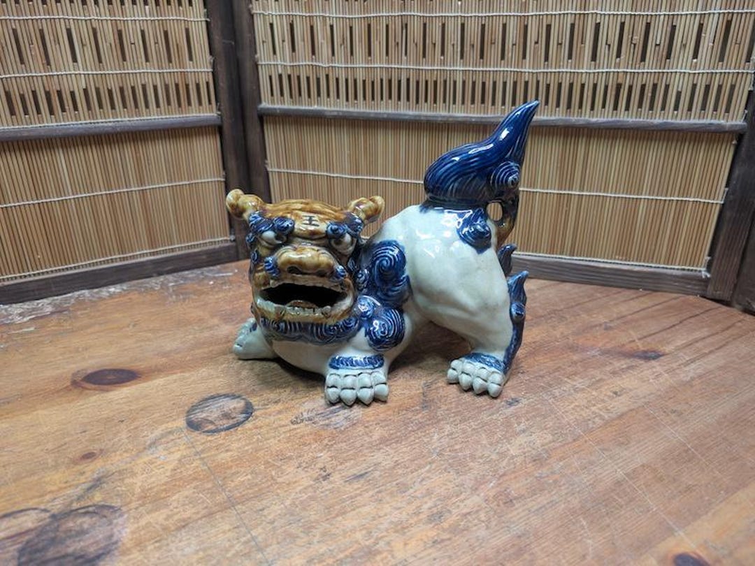 ヴィンテージ シーサー像 沖縄 右側面 男性 縁起物 日本オークション